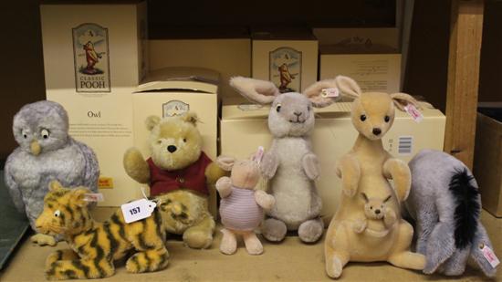Seven Steiff collectors limited edition Winnie the Pooh & Friends (all boxed)